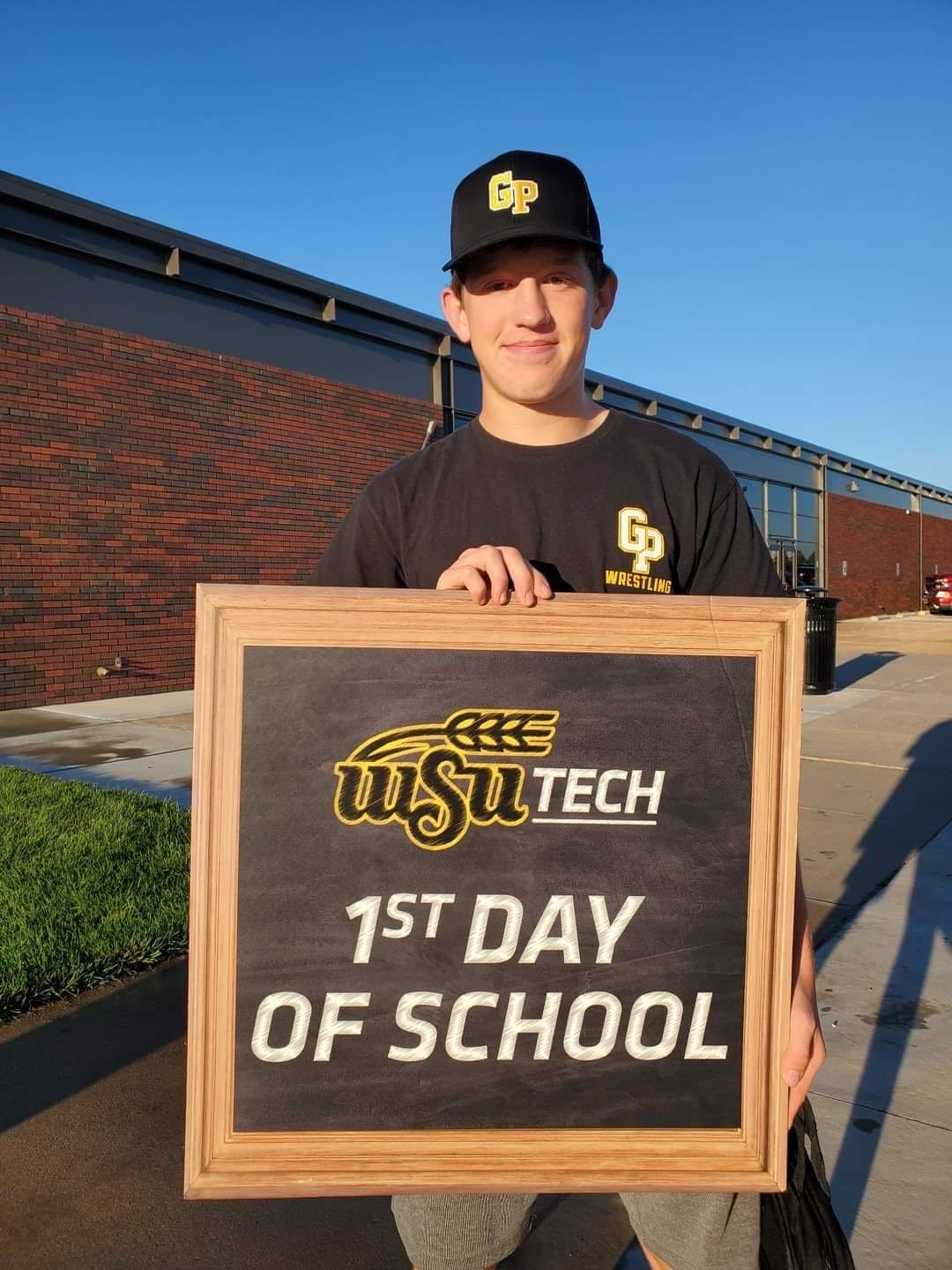 Senior Spencer Kelly celebrates his first day of WSU Tech.