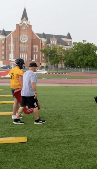 Coach Rice and Todd Hillman at Friends University Camp.